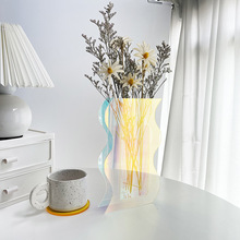 北欧ins亚克力透明炫彩艺术几何花瓶摆件客厅插花桌面家居装饰品