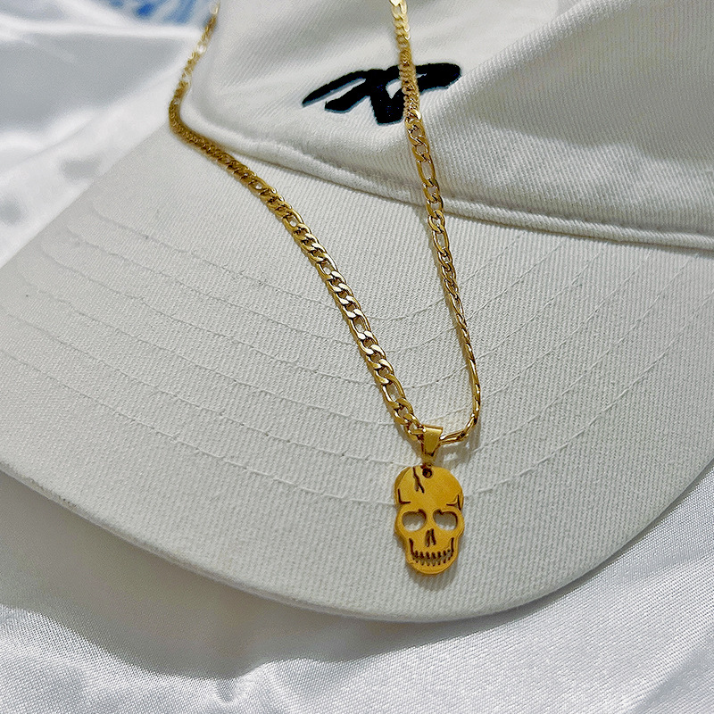 Stainless Steel Material Wholesale Jewelry Streetwear Skull Stainless Steel Plating Pendant Necklace