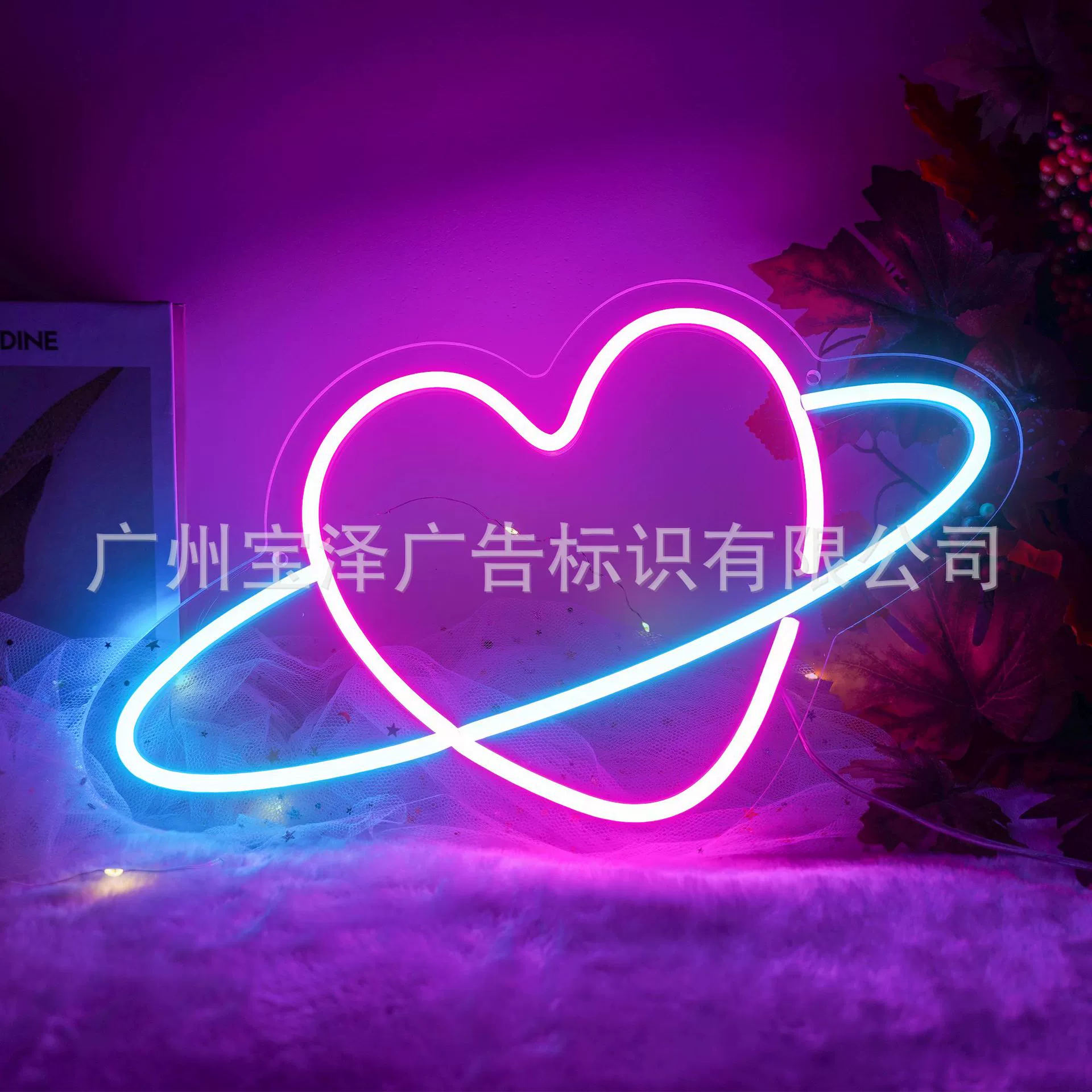 Новый продукт Amazon, креативный дизайн, любовь, 3D-гравировка, светодиодный светящийся бренд, реклама, неоновый USB-аккумулятор
