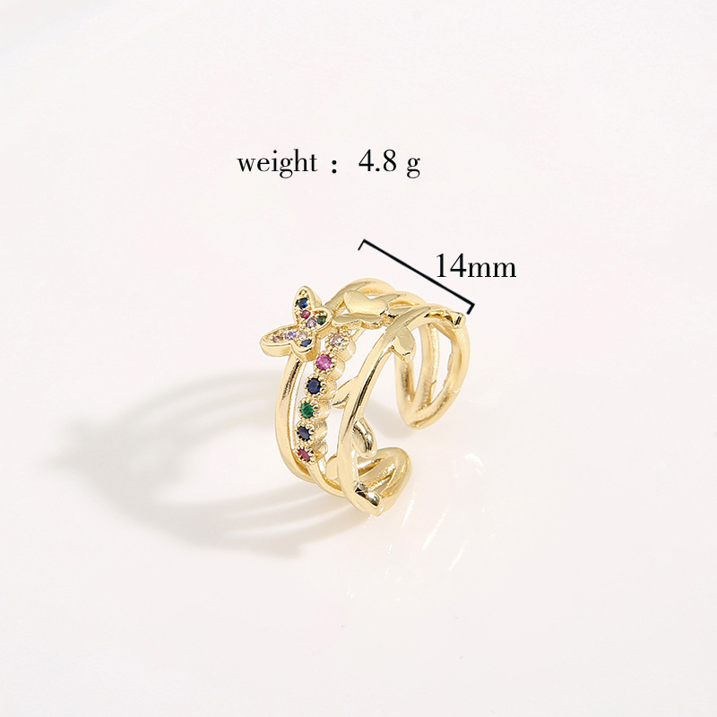 Retro Butterfly Copper Inlay Zircon Rings