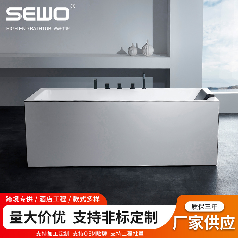 Freestanding Bathtub Home Toilet Acrylic Homestay Bathtub Thin Edge Hotel Bathtub Surf Massage Bathtub