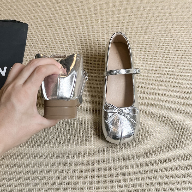 Genuine Leather French-Style Bowknot Slip-On Summer Shallow-Mouthed Shoes with 7cm Hidden Heel, Chunky Heel Single Shoes for Women, Retro Mary Jane Shoes Genuine Leather French-Style Bowknot Slip-On Summer Shallow-Mouthed Shoes with 7cm Hidden Heel, Chunky Heel Single Shoes for Women, Retro Mary Jane Shoes