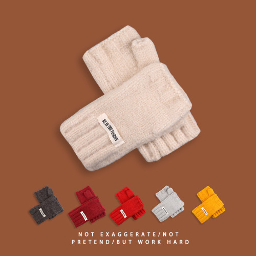 Gloves, Korean version, Japanese style, cute, versatile, fashionable, cycling, warm, half-finger gloves, ski travel gloves, men