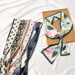 小長條絲巾法式髮帶春秋薄款懶人復古絲巾女絲帶裝飾領巾頭巾飄帶