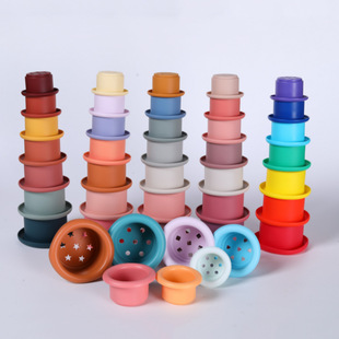 Cross-Border New Product Infant Jenga Silicone Stacking Interactive Kidsren's Educational Toys 0-3 Years Old