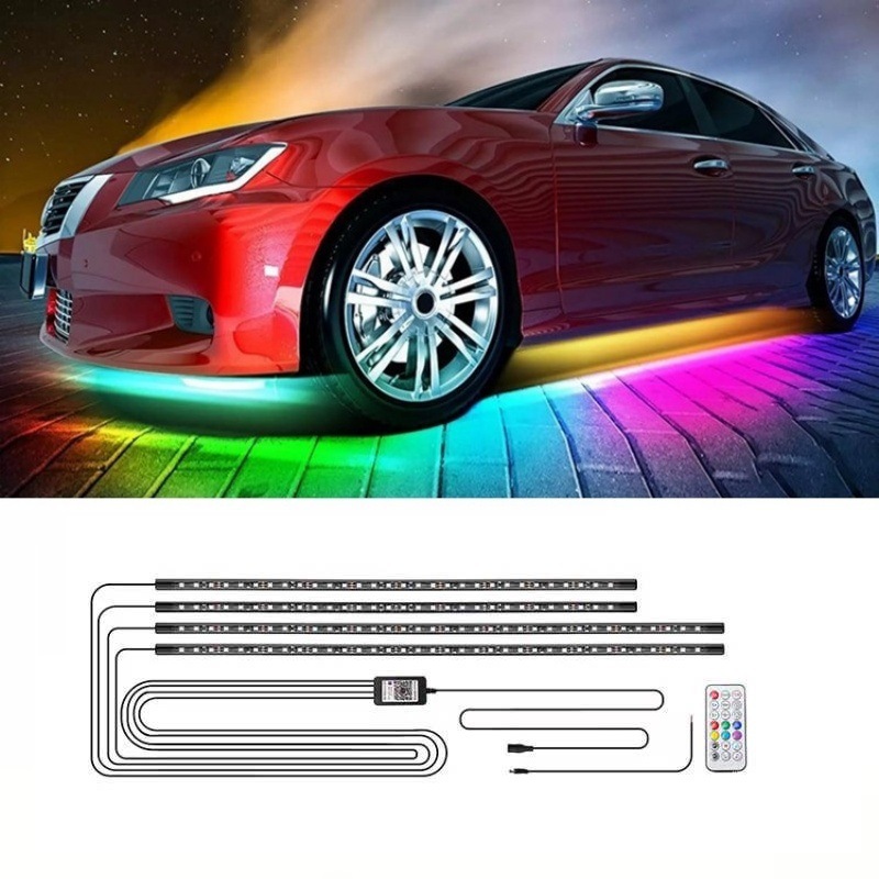 Luz de chasis de color mágico del coche APP streamer Luz de agua corriente música ritmo luz LED faro del coche Barra de luz decorativa