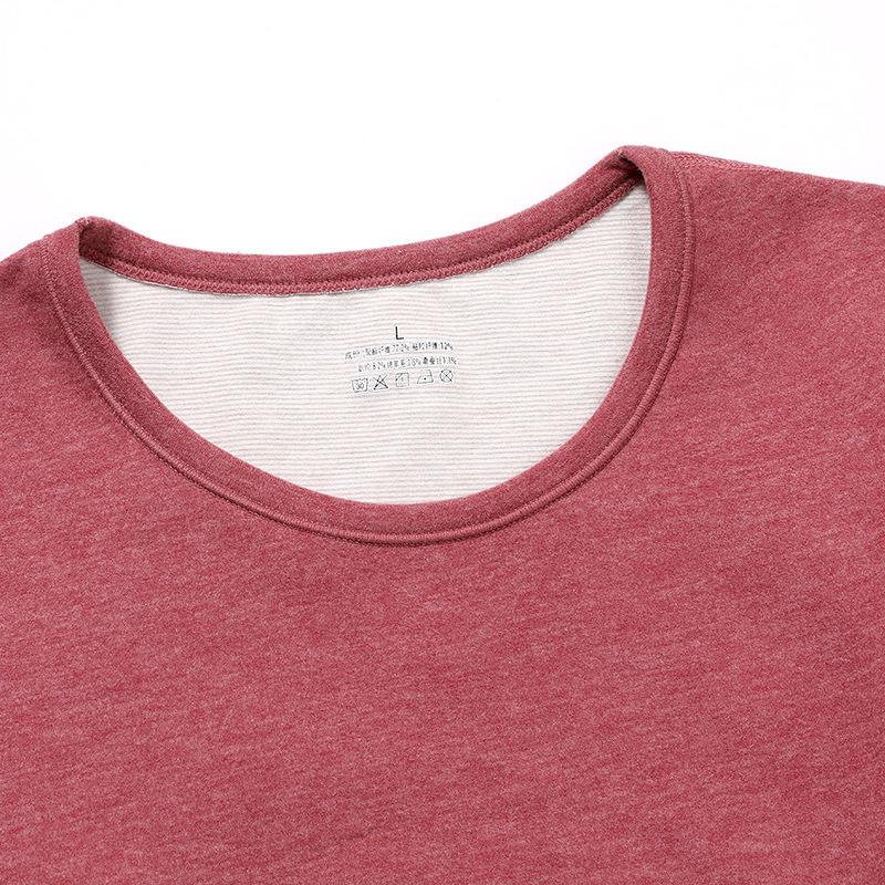 Antibacteriano cordero de seda de cuello redondo pareja ropa interior cálida conjunto de pantalones de otoño para hombres vestir camisa de base de borde sin marcas