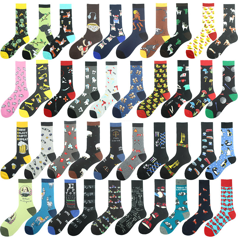 Men's Fashion Cartoon Nylon Cotton Printing Crew Socks A Pair display picture 1