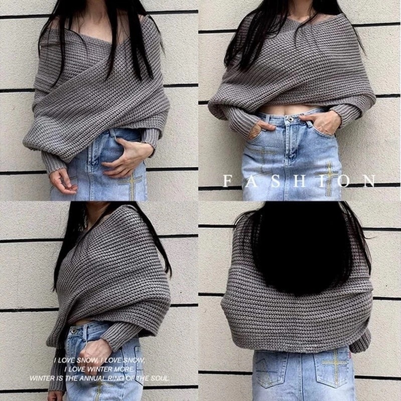 Capa coreana bufandas y chalos de estilo multifuncional corbata larga con mangas pareja camiseta de aire acondicionado
