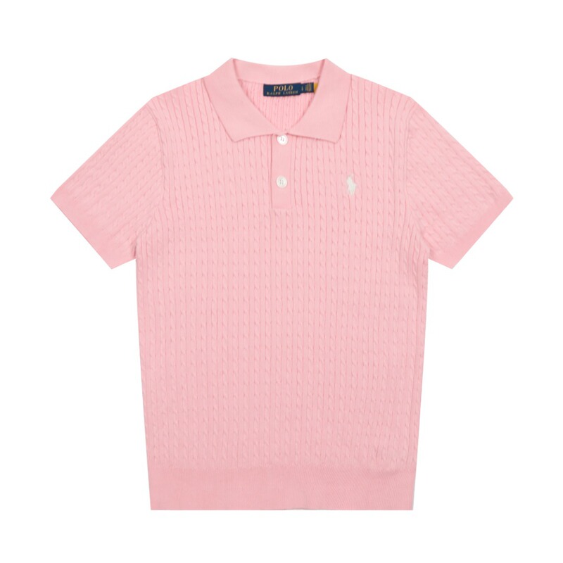 2025 スキャン可能 R*L ホームポニーロゴ刺繍 POLO 半袖セーター 小さなツイストラペル シンプル Tシャツ トップス|undefined