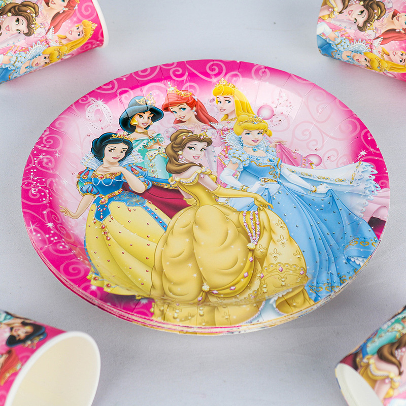 誕生日パーティー用品子供の漫画紙皿紙コップ食器ソフィア 6 プリンセス装飾セット|undefined