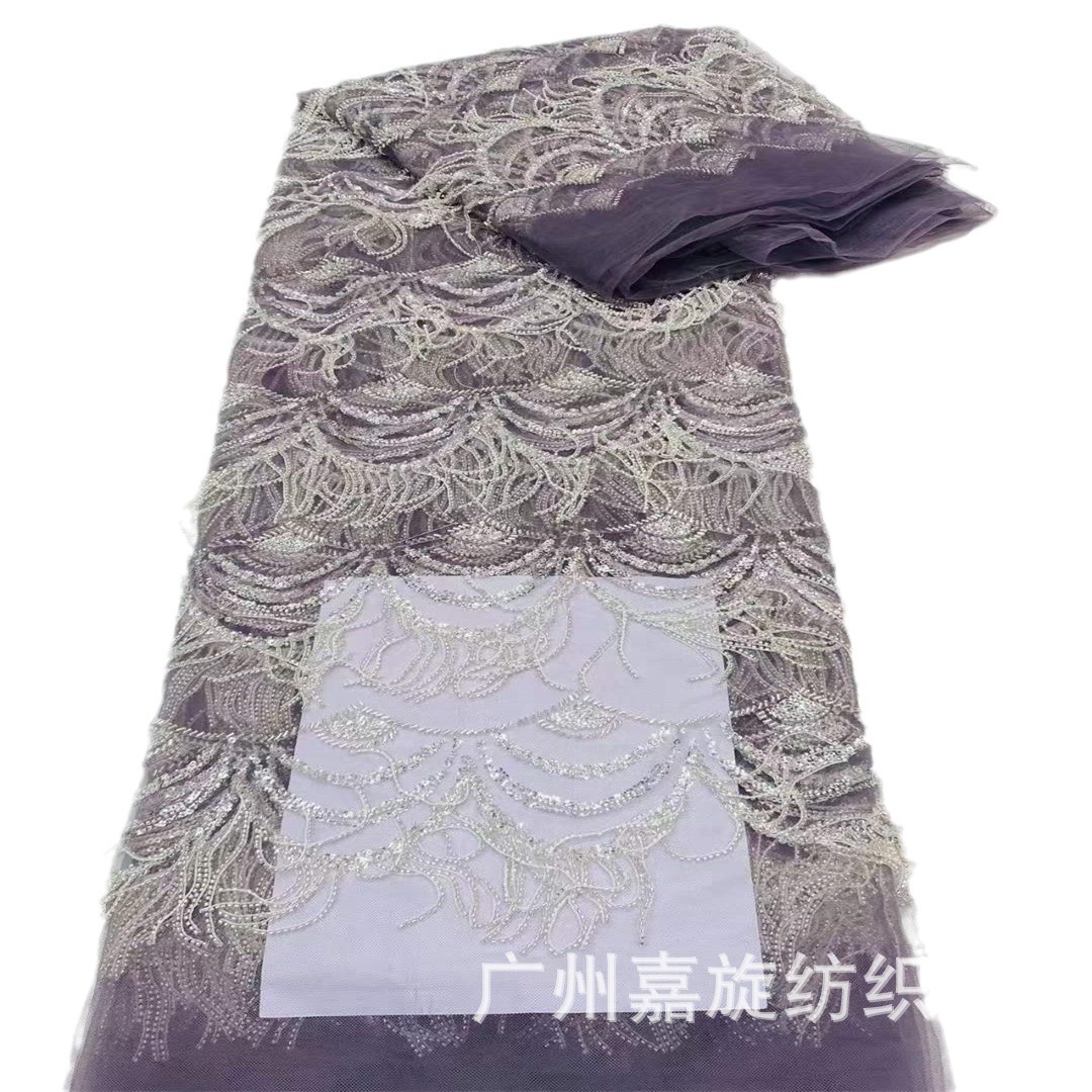 Bordado completo DIY moda desgaste de noche borla cordón del tubo tela encaje vestido regalo ropa malla JX3961