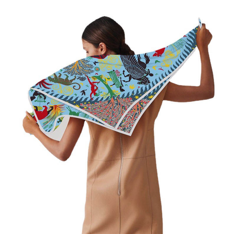 Scialle sottile da donna in twill di seta stampato in stile etnico, sciarpa alla moda per la mamma, sciarpa quadrata_voghion.com