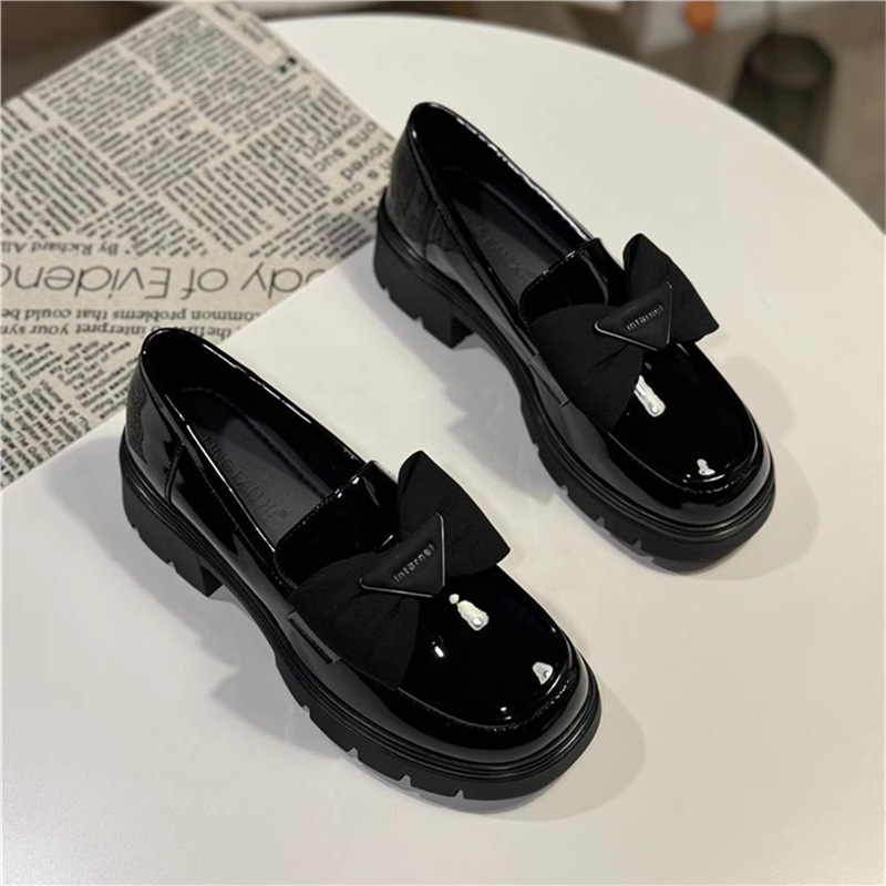 漆皮厚底真皮乐福鞋女2025春秋新款百搭松糕单鞋英伦风小皮鞋|undefined