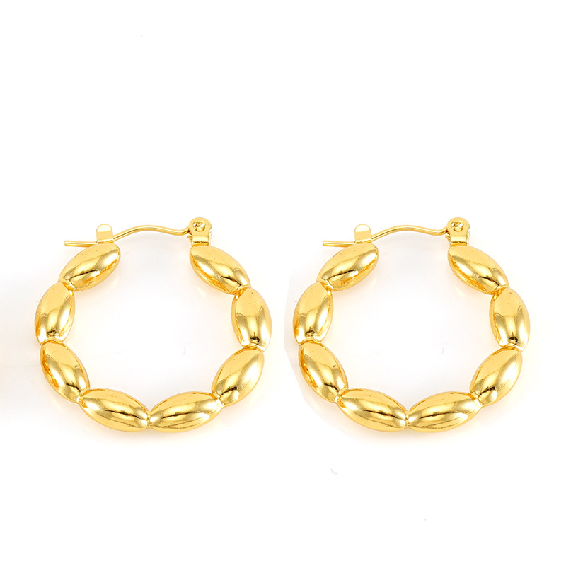 Plating Design 1 Pair Basic Modern Style Classic Style Geometric Heart Shape Plating 304 Stainless Steel 18K Gold Plated Hoop Earrings