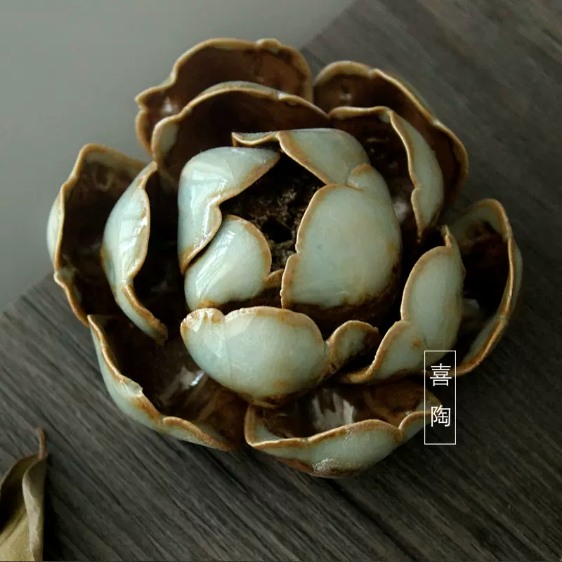 景德镇 跨境货源香插 影青 镇纸 陶瓷器莲花荷花香托香座香盘青釉
