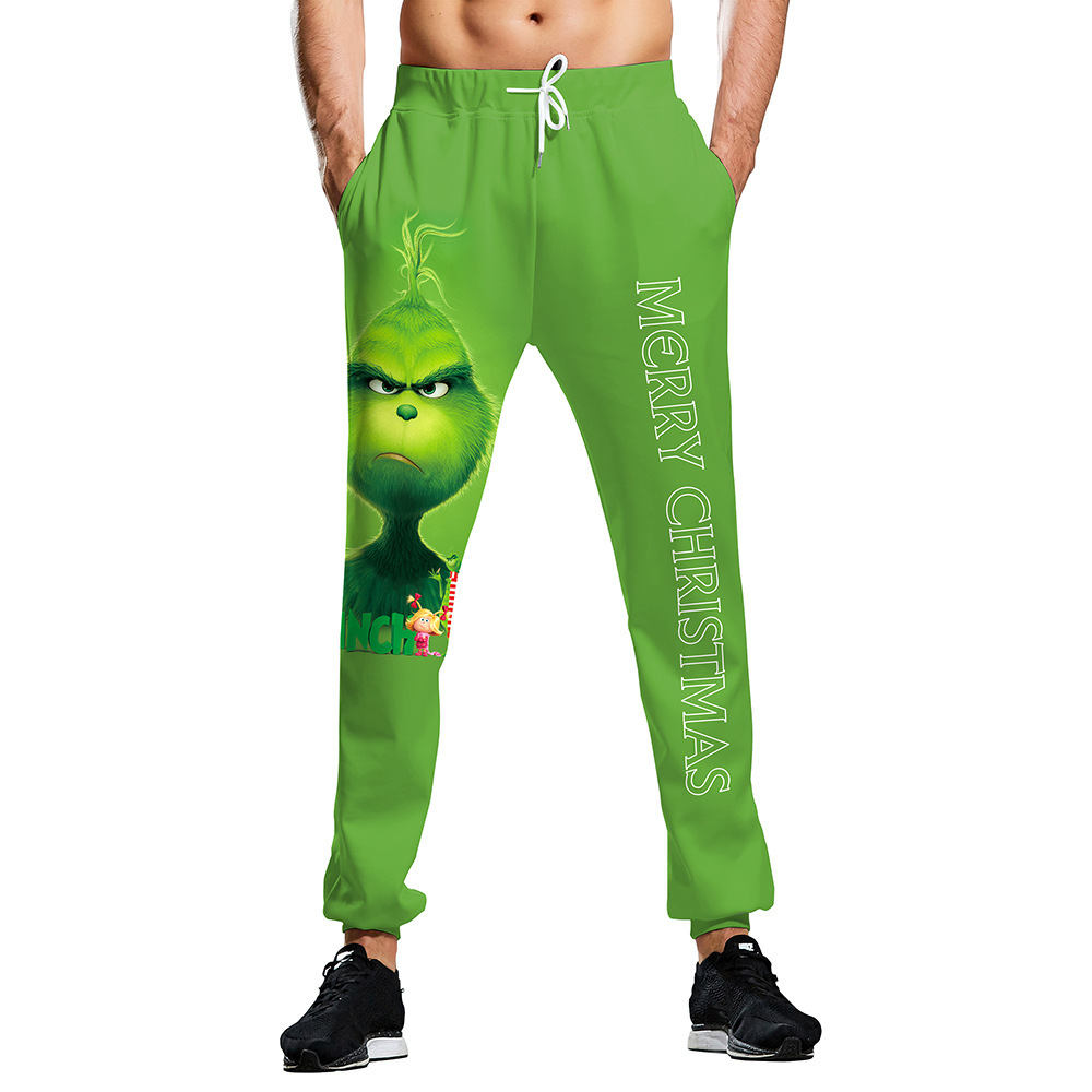 2024 Pantalones de guardia largos de pelo verde suelto de moda casual europeo y americano