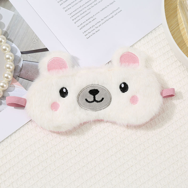 漫画の動物のぬいぐるみ刺繍アイマスク模造ウサギの毛遮光アイマスク飛行機電車休憩アイマスク卸売|undefined