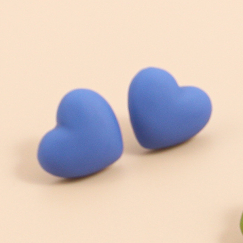 Candy Color Heart Stud Earrings Cute Small Cartoon Earrings