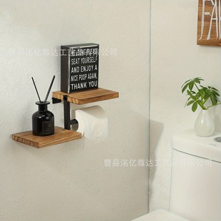 in stock wall hanging paper rack solid wood cross-border wrought iron paper towel rack bathroom hotel toilet storage rack roll paper rack