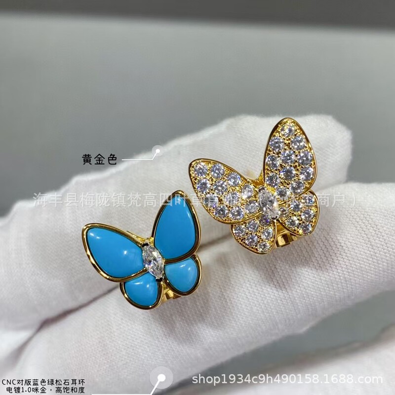 梵家V金高版本CNC精雕扣蝴蝶白贝母项链爆款轻奢时尚满钻蝴蝶项链|undefined