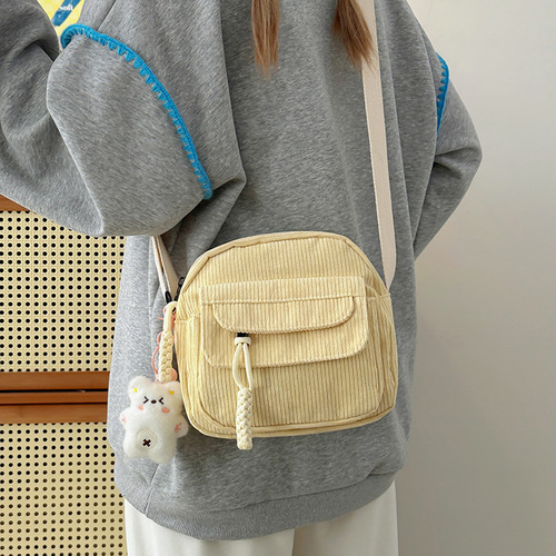 2025 New Corduroy Fashion Single Shoulder Bag for Women, Ins Casual Crossbody Bag, Student Small Square Bag, Cute Fabric Bag