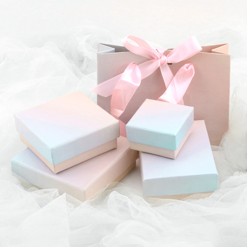 时尚渐变珠宝首饰包装盒戒指耳钉项链手镯收纳盒礼品包装盒