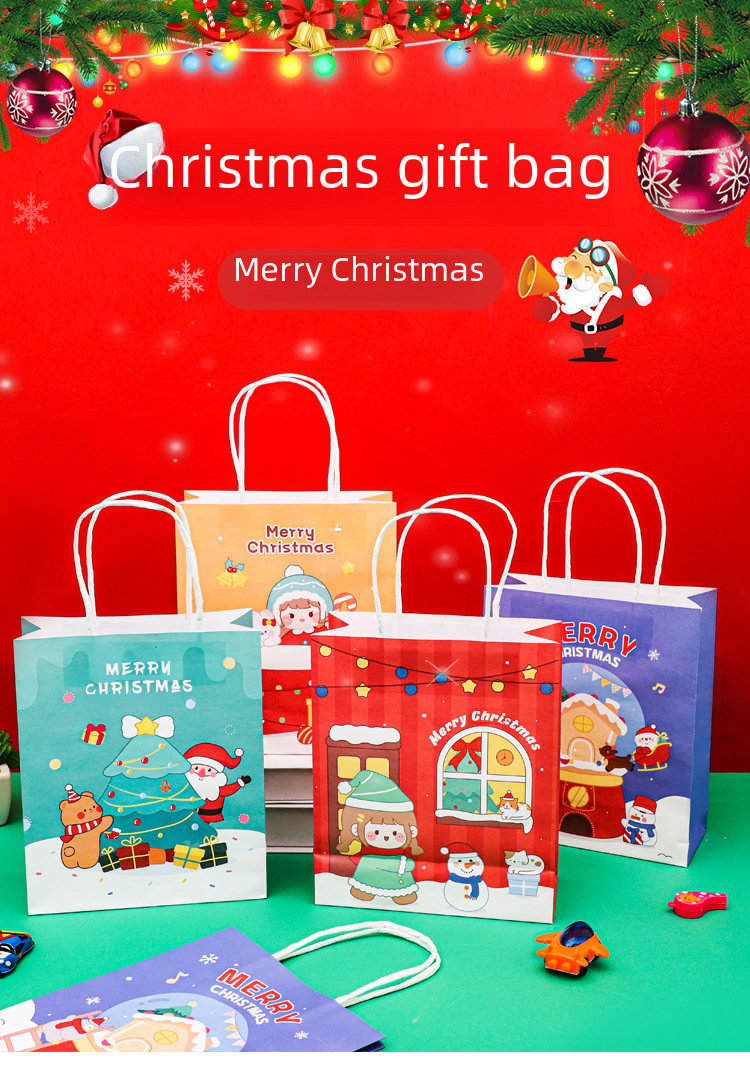 Christmas Gift Bag Snowman Elk Kraft Paper Bag Gift Packaging Bag Christmas Eve Cartoon Gift Bag_voghion.com