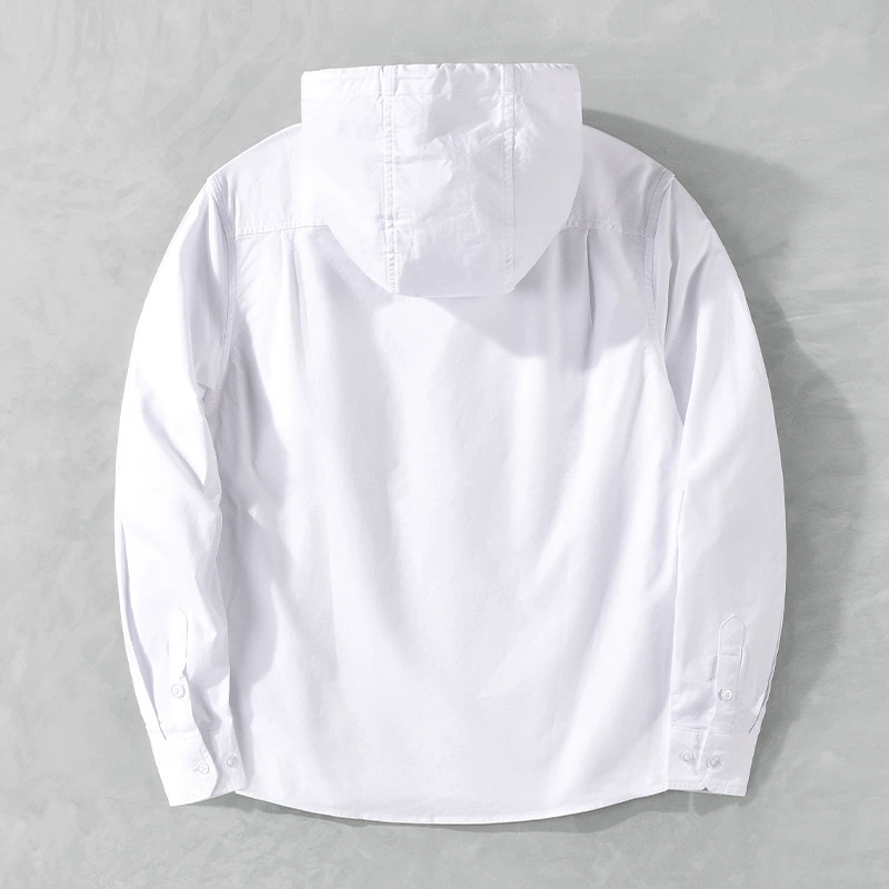 Хлопковая японская рубашка с молнией и капюшоном, (跨境贸易), slim fit