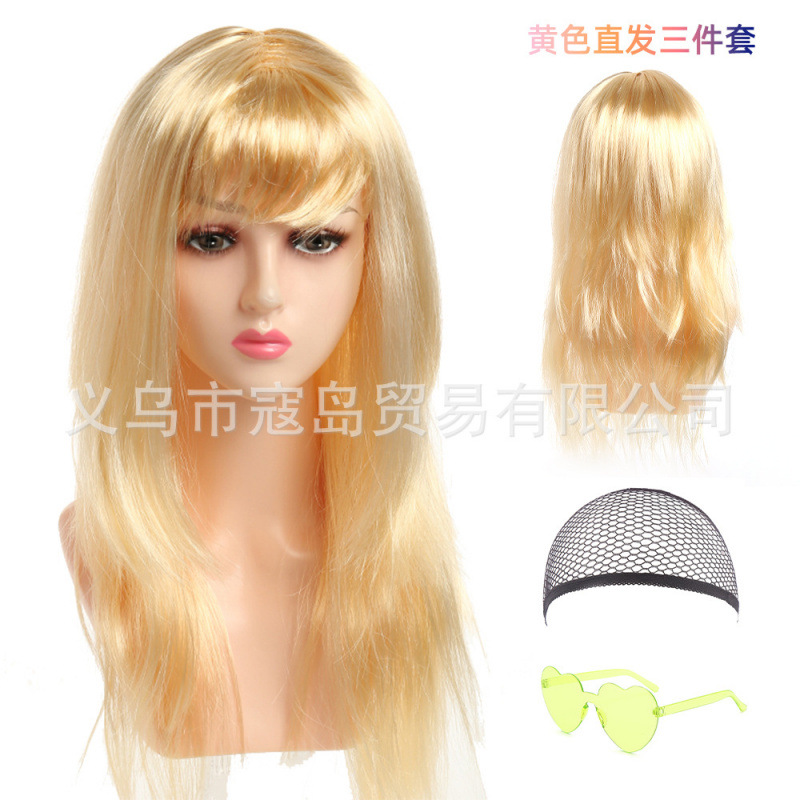 Halloween Long Hair Straight Disco Color Neon Fringe Hair Straight COS Party RPG Show Perruca image 11
