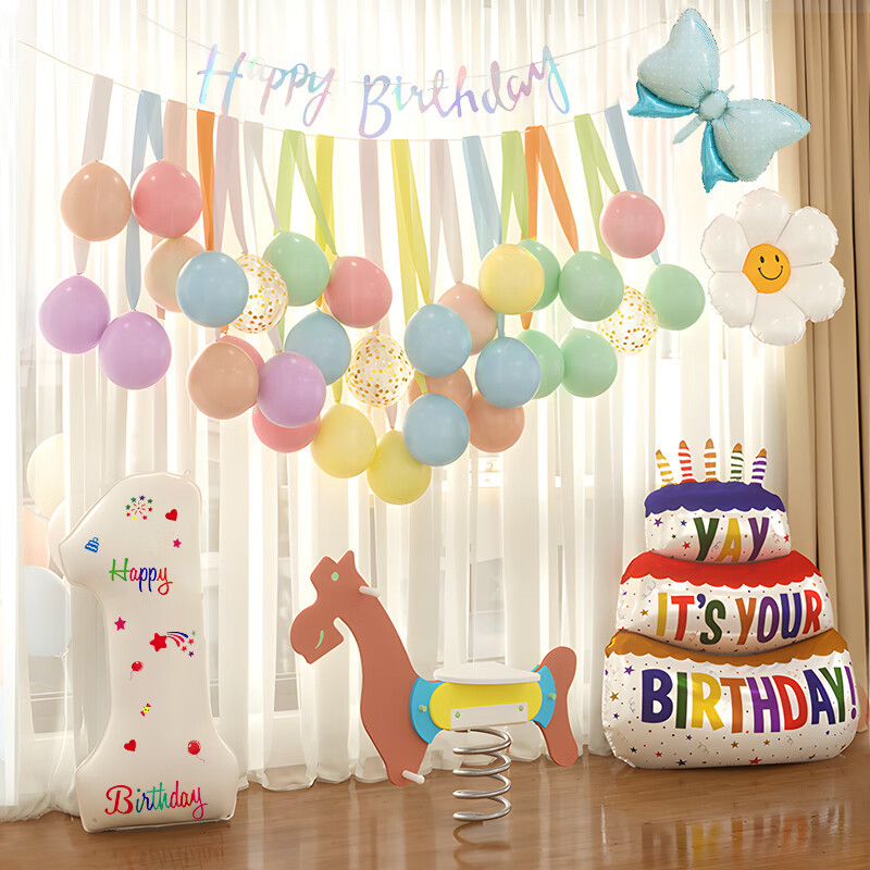 escenario de cumpleaños diseño de globo colorido niña niño bebé aniversario de fiesta decoración de globo fondo pared