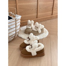 新品风厚底雪地靴新品保暖户外女士少女心兔耳朵新品个性冬季棉鞋