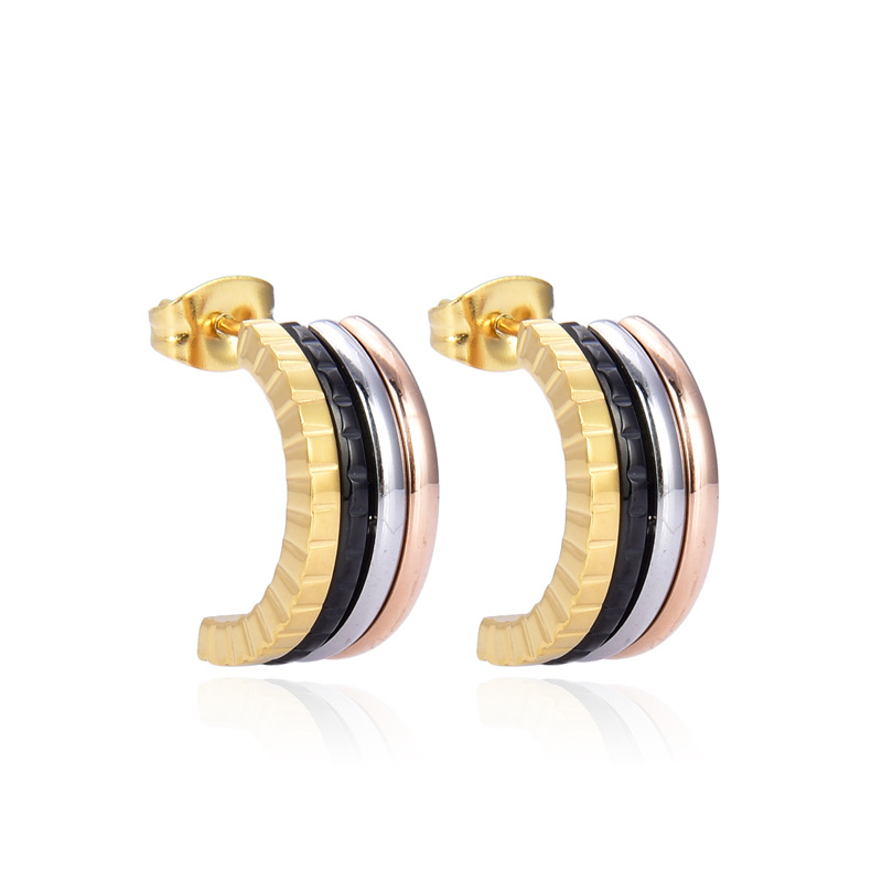 PVD Coated Gold Plating Process 18K Real Gold Plated Plating Material PVD Coated Real Gold Plated Color Block Stainless Steel Vintage Style Simple Style Waterproof Non Tarnish Earrings Necklace