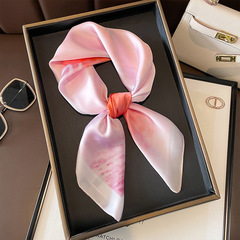 Pink Small Square Scarf Women Spring Autumn Winter Professional Decorative Hairband Neck Scarf Thin Band Collar Gauze Scarf
