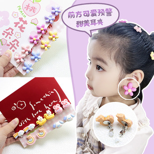 Children's earrings colorful ear clip girl sweet little girl vintage pendant baby cute Jewelry Princess jewelry