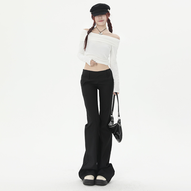 [B-AREA] visual manual | Exquisite temperament | Low waist trousers | Sister series Louver-shaped trousers regular