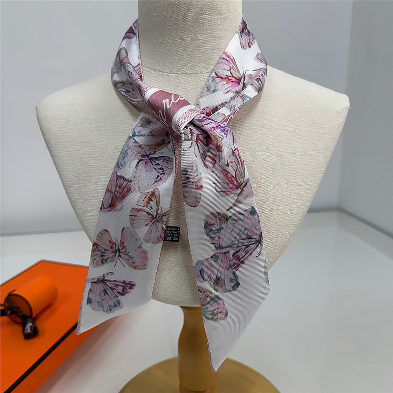 Pañuelo de seda de imitación, banda larga, bufanda de cuello con sentido avanzado, bolsa de toalla de seda, pañuelo en la cabeza, cinturón para el cabello, cinturón para el cabello, cinturón para el cabello