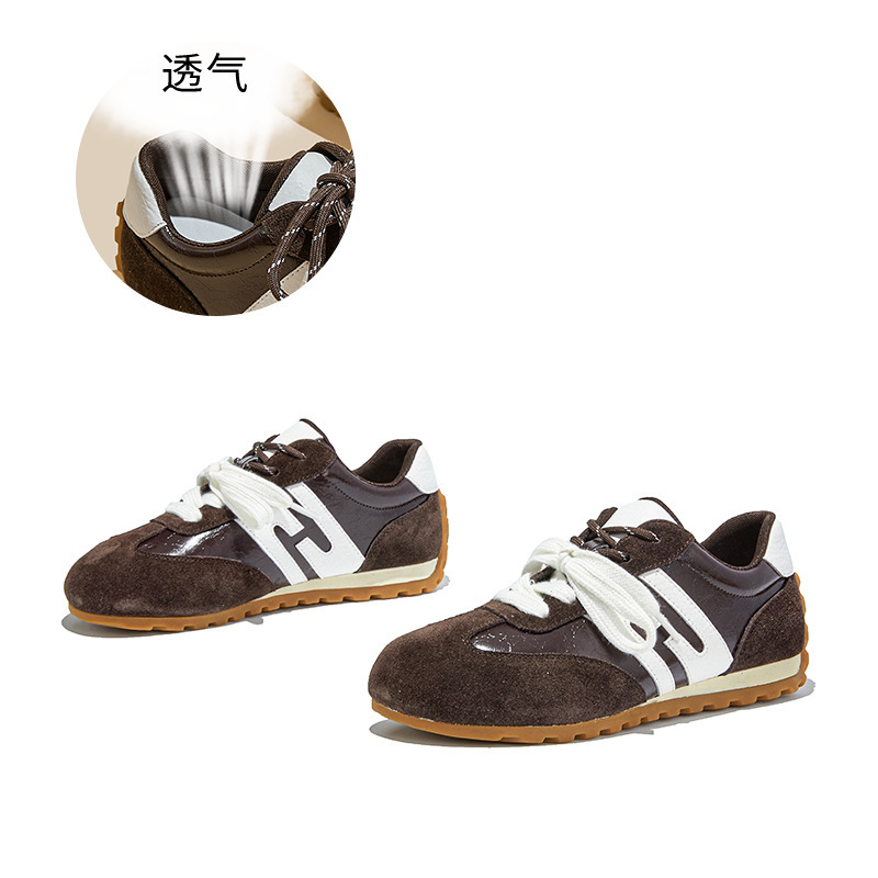 真皮复古德训鞋女2025秋季新款轻便休闲百搭赛车鞋平底运动女鞋潮|undefined