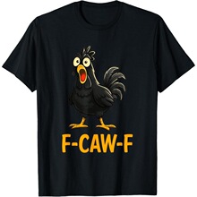 V 66665 Surprised Chicken Print T-Shirt Ȥζӡ��T�� �羳����