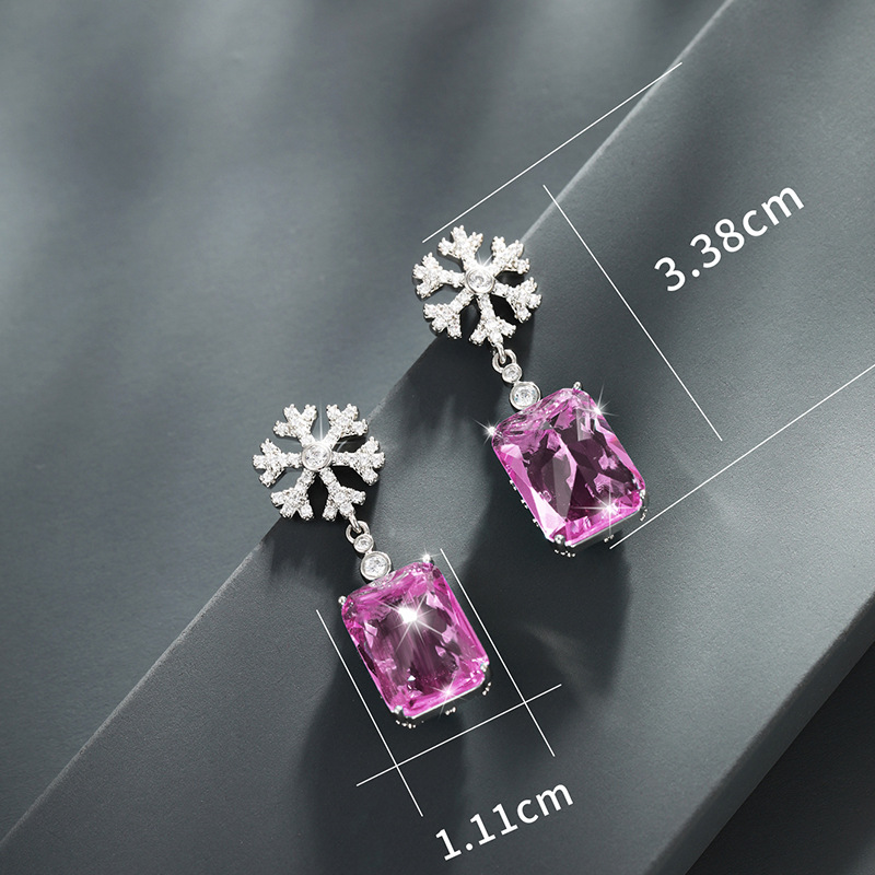 Xupe joyería imitación color tesoro serie geométrica cuadrado copo de nieve pendientes de las mujeres francés Retro Luz de lujo de alto grado pendientes
