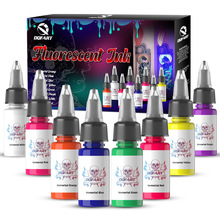 跨境爆款DQFART纹身荧光墨水UV荧光颜料15ml0.5OZ 8色墨水套装