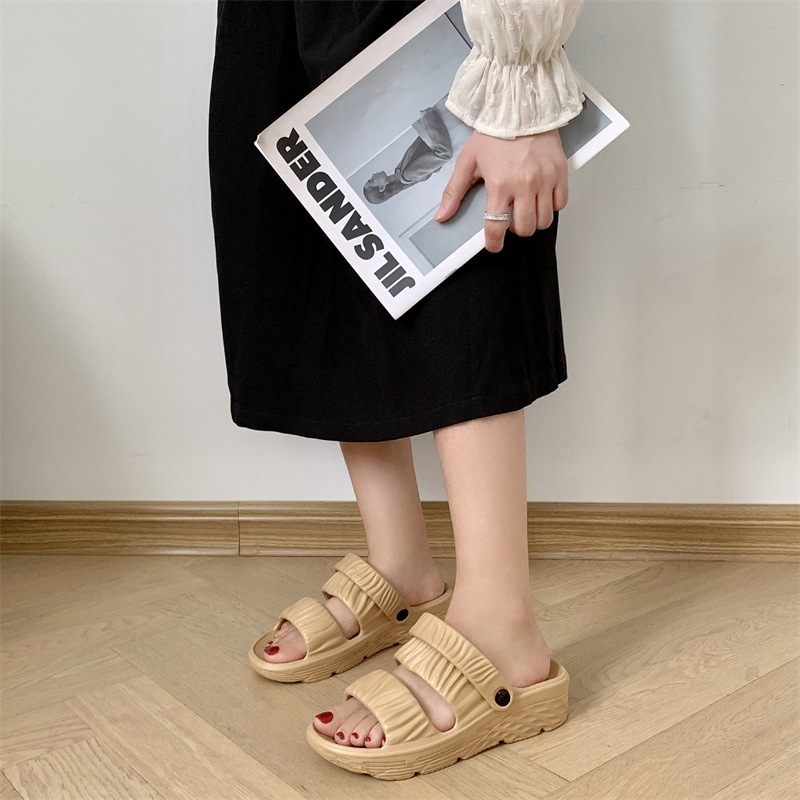 Summer women's solid color slippers flat