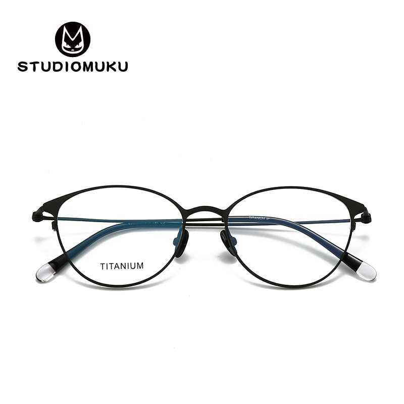 STUDIOMUKU gafas frescas de madera simple pero no simple diseño de marco no elija la forma de la cara gafas de titanio puro marco