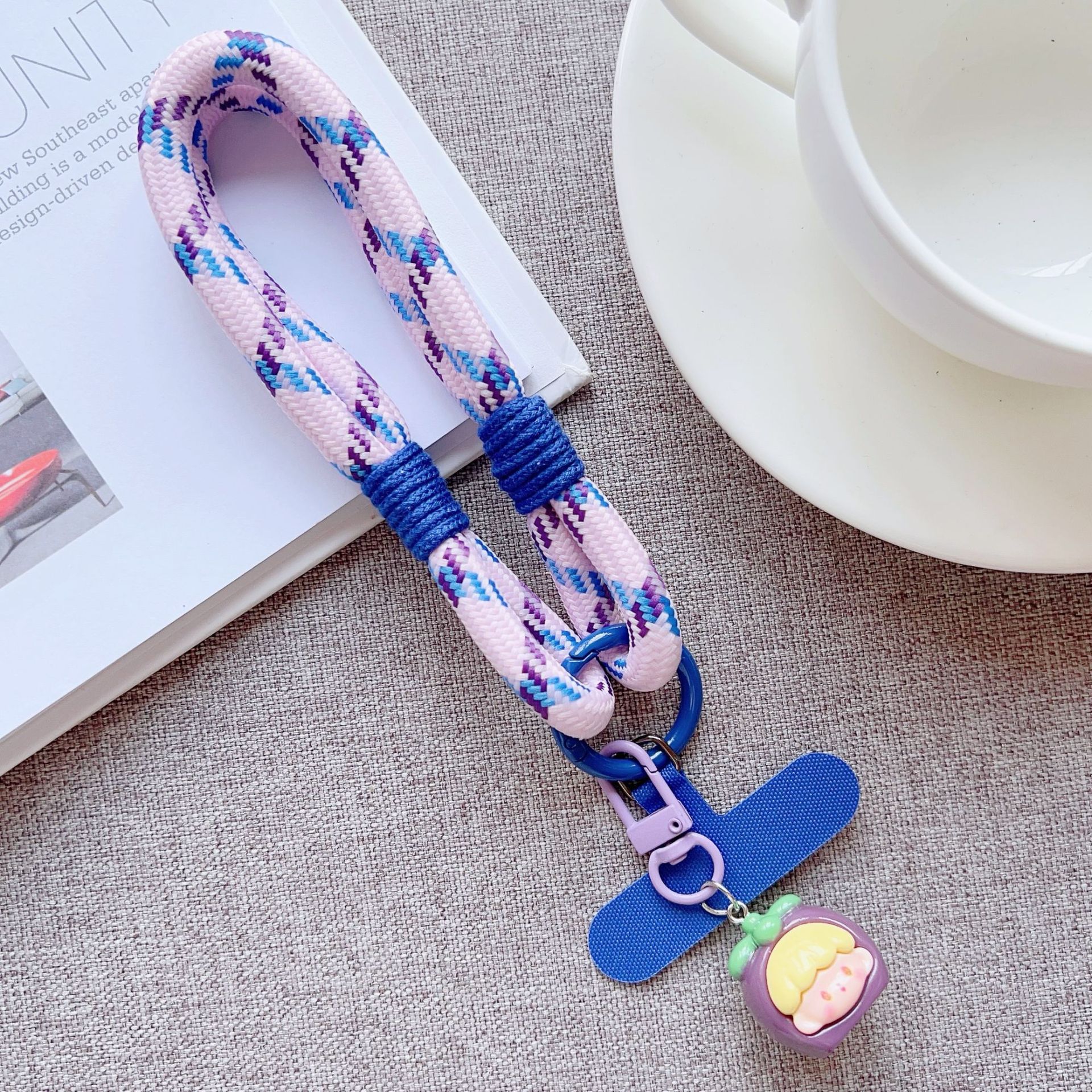 Cordón de dopamina para teléfono móvil, resistente a la pérdida y al grosor, duradero, cordón de muñeca tejido a mano, carcasa, accesorios colgantes de frutas europeas