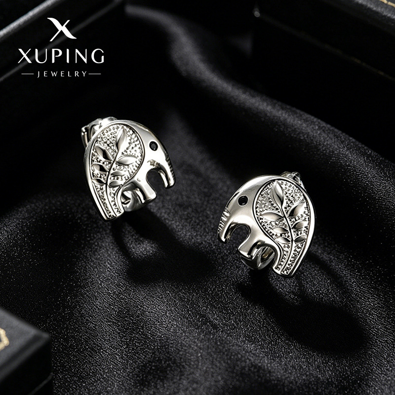Pendientes Xuping con Forma de Elefante Pequeño y Diamantes Incrustados, Diseño Único, Pendientes Lindos, Joyería de Lujo Ligero con Elementos Animales, Venta al por Mayor