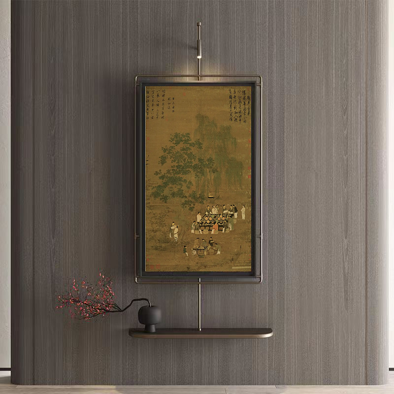 新中式复古装饰灯壁挂售楼处立体玄关背景墙挂件金属杆装饰画其他