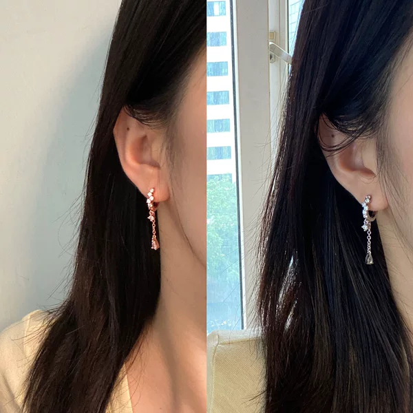 The Source Factory Produces Earrings with Full Diamond Embellishment and Waterdrop Tassels, Featuring a Dynamic and Elegant Design with a Sophisticated Craftsmanship That Is Stable and Won'T Easily Lose Stones