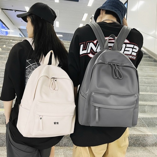 Backpack for women, Korean style Harajuku college student schoolbag, junior high school student simple solid color large capacity student backpack