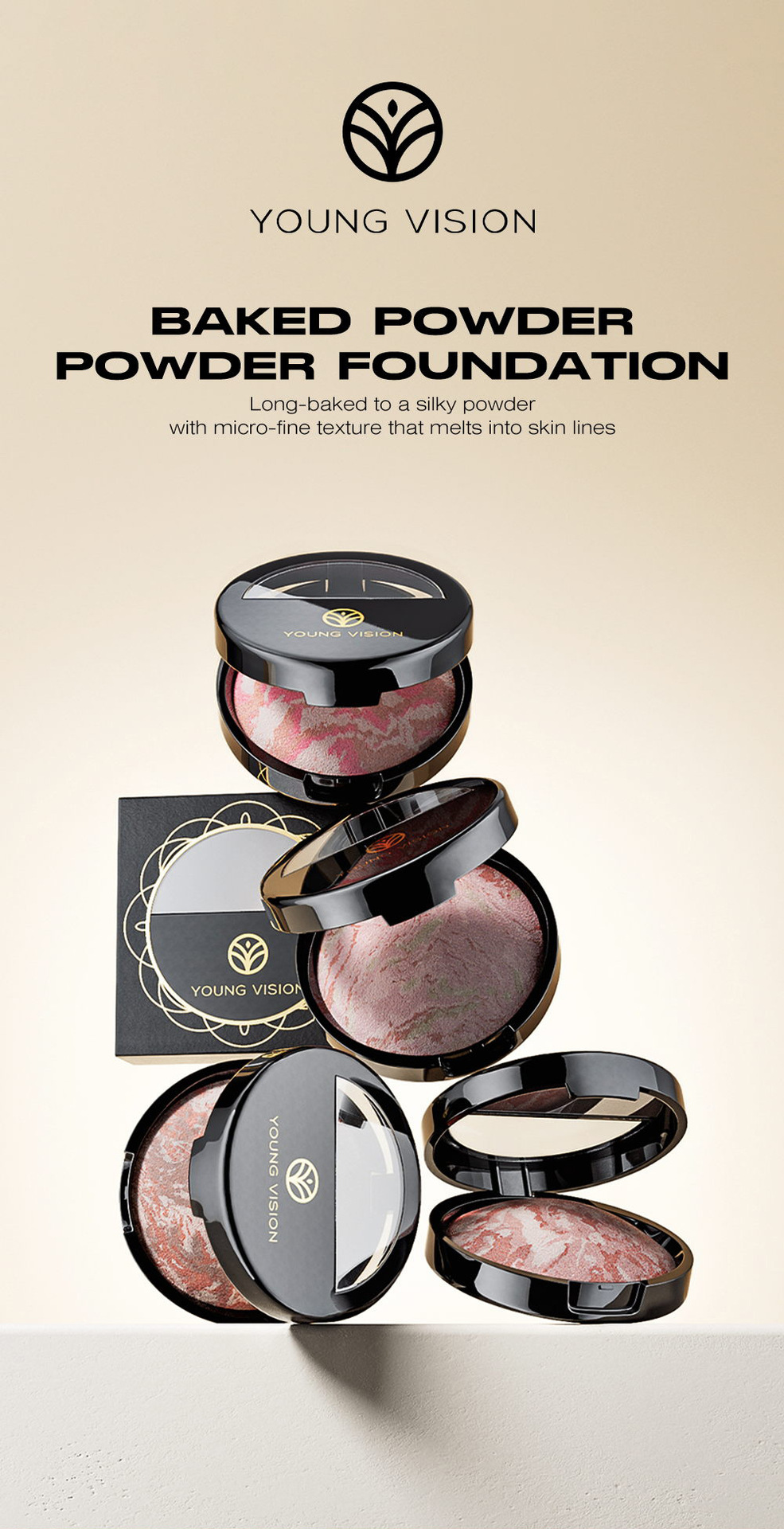 YOUNG VISION 4-color Pork Belly Baking Powder Foundation is a fine and smooth powder that can enhance skin tone and set the makeup details Picture