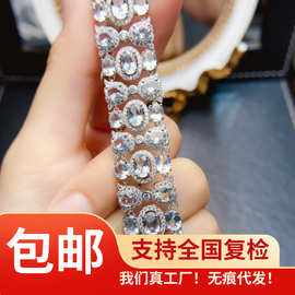 新款天然海蓝宝手链S925银镶嵌主石4*6mm百搭网红爆款女饰批发
